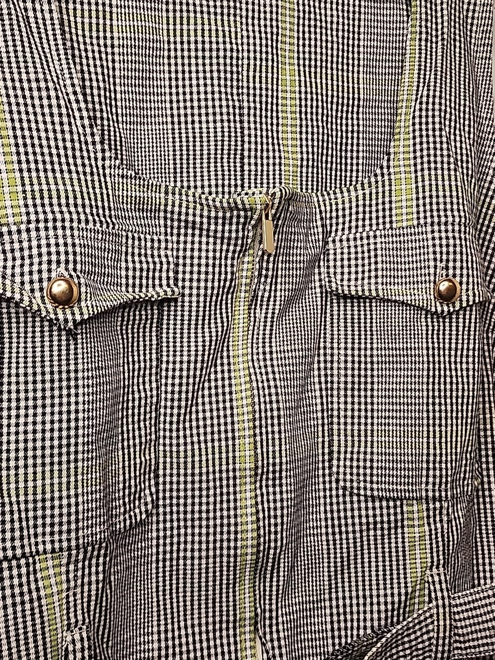 Free Assembly Womens Sleevless Square Neck Blk White Green Stripes Belted - Picture 4 of 9